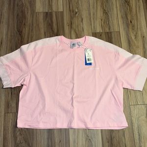Adidas Originals Cropped Tee Oversized Boxy Fit Pink Clear Pink NWT Large